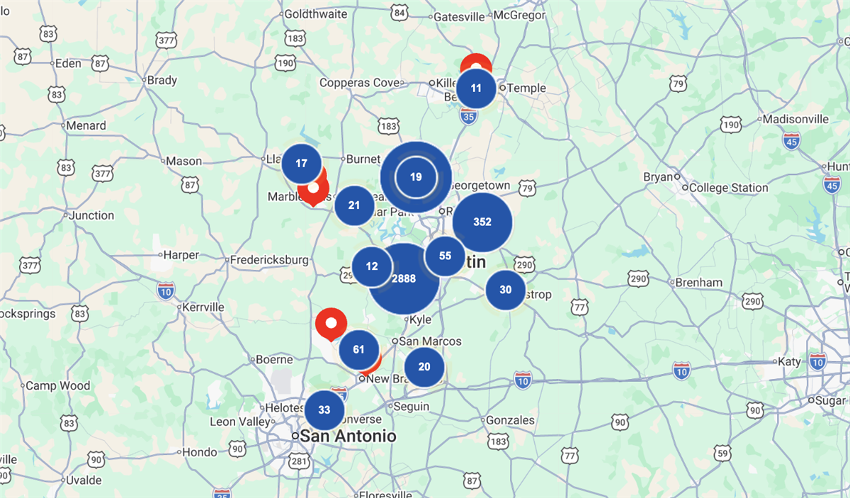 See Our Work Across Central Texas: Explore JP Exteriors' Live Project Map