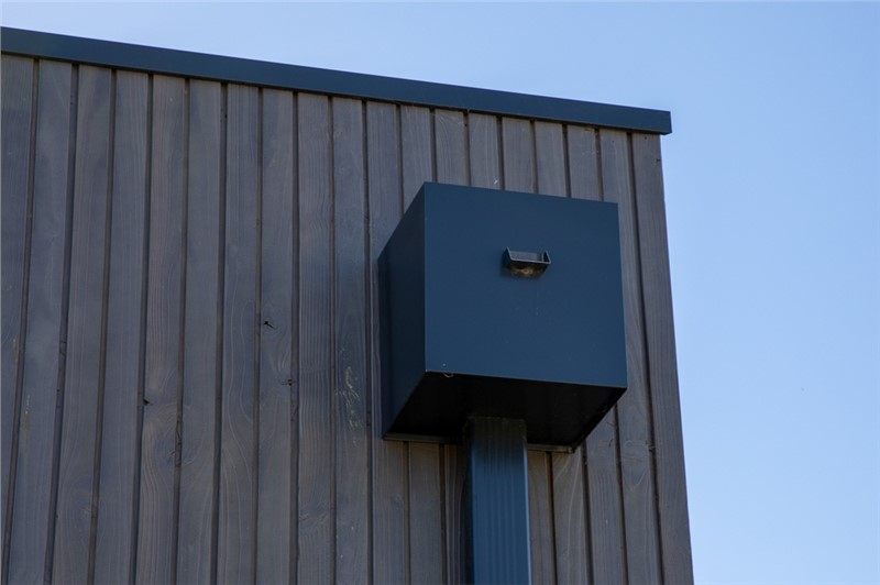 High-capacity box gutters on a modern building