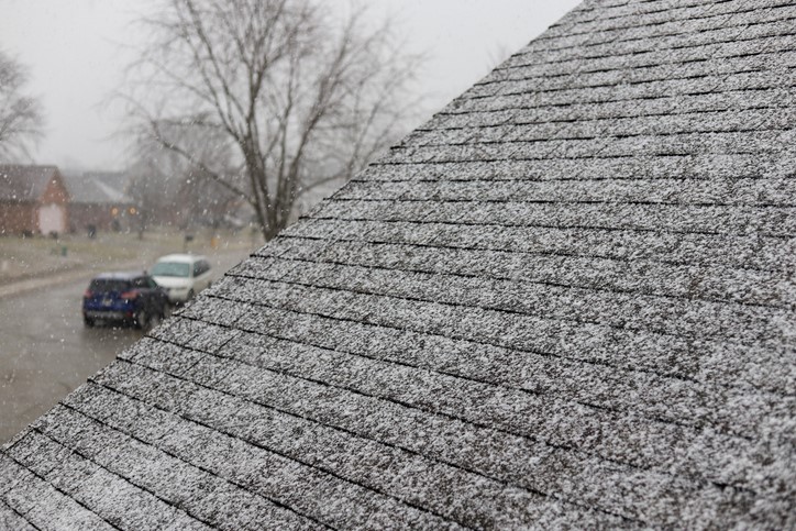 Roof covered with ice