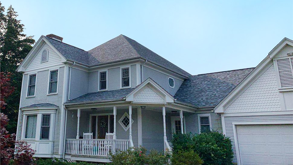 Architectural shingle roof replacement on a home in Rocky Hill CT by Millstream Construction.