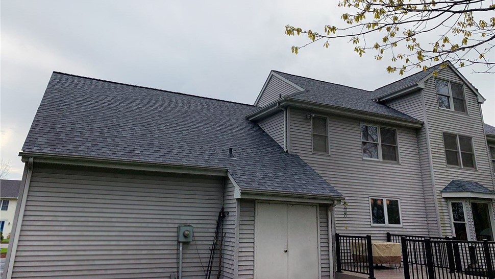 New roof and gutter installation on a home in Rocky Hill CT completed by Millstream Construction.