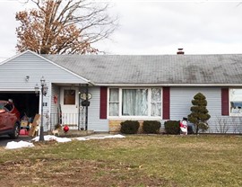 Existing damaged asphalt shingle roof - Enfield home pre-replacement