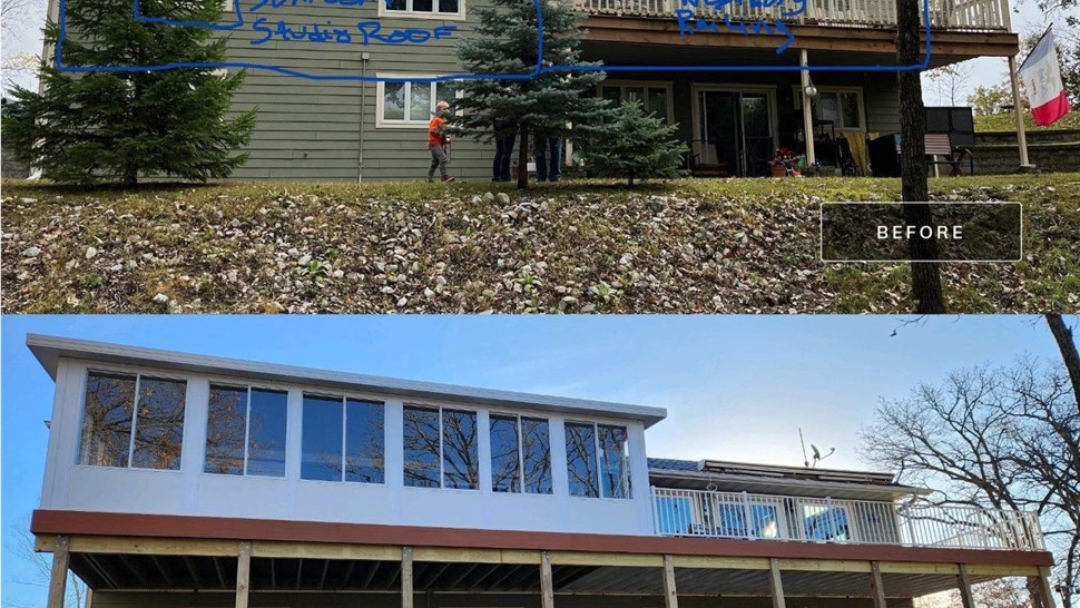 Decks, Doors, Manufactured Stone Siding, Patio Doors, Seamless Gutters, Siding, Sunrooms, Windows Project in Floyd, IA by Midwest Construction
