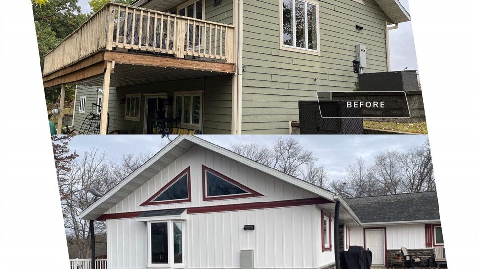 Decks, Doors, Manufactured Stone Siding, Patio Doors, Seamless Gutters, Siding, Sunrooms, Windows Project in Floyd, IA by Midwest Construction