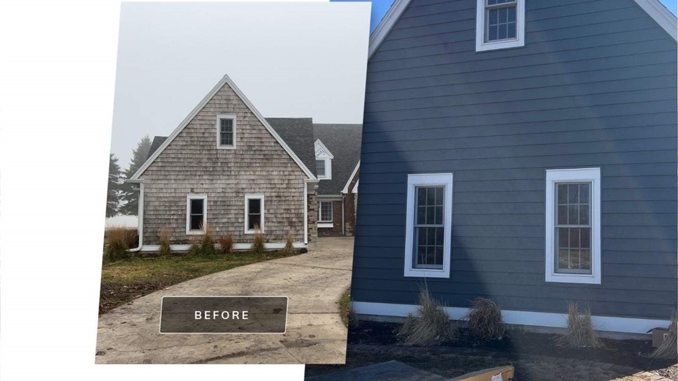 Seamless Gutters, Siding Project in Mason City, IA by Midwest Construction