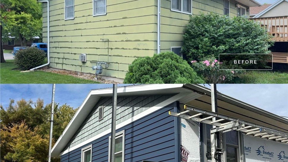 Patio Doors, Seamless Gutters, Siding, Windows Project in Roland, IA by Midwest Construction