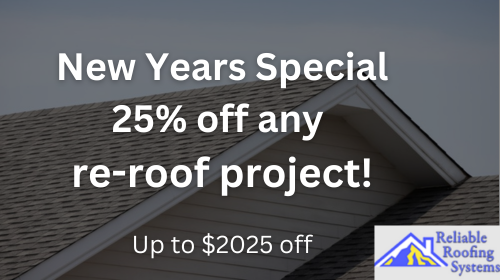 new years offer - 25% off any residential re-roof project
