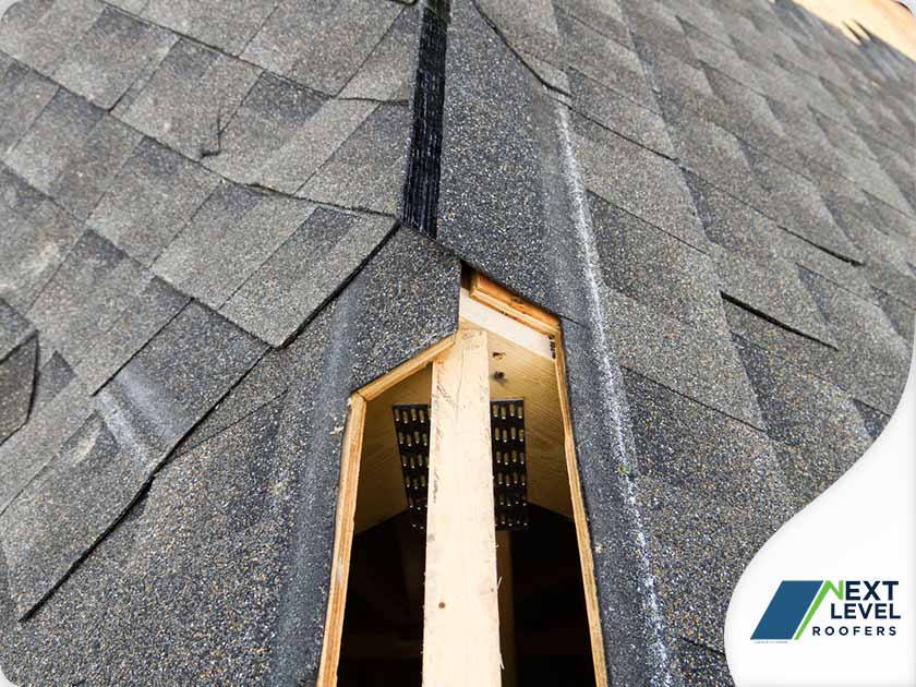 Exhaust vent on roof ridge