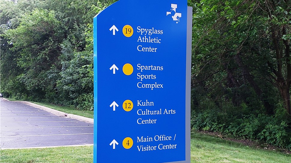 Electronic Message Centers, Non-Illuminated Building S, Pylon & Monument, Wayfinding/Post & Panel Signs Project in Wheaton, IL by Parvin-Clauss