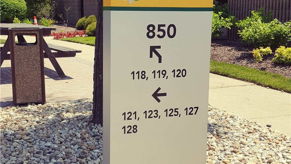 Non-Illuminated Building Signage, Pylon & Monument, Wayfinding/Post & Panel Signs Project in Schaumburg, IL by Parvin-Clauss