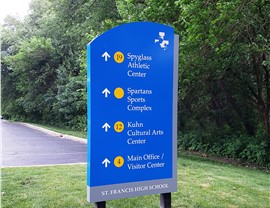 Electronic Message Centers, Non-Illuminated Building S, Pylon & Monument, Wayfinding/Post & Panel Signs Project in Wheaton, IL by Parvin-Clauss