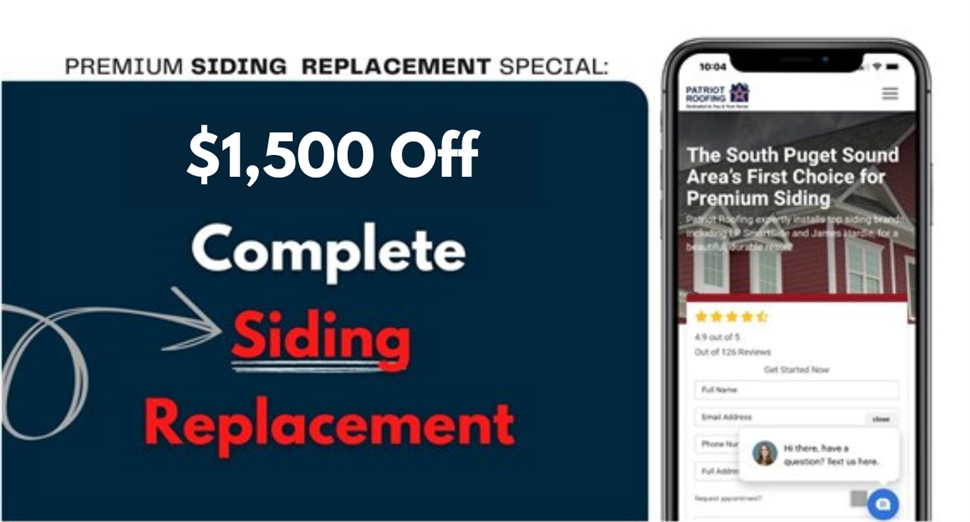 1500 dollars off siding replacement graphic