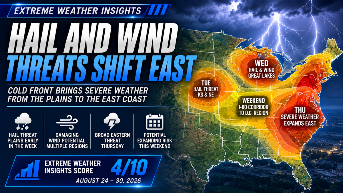 Extreme Weather Insights: Hail and Wind Threats Shift East August 24–30