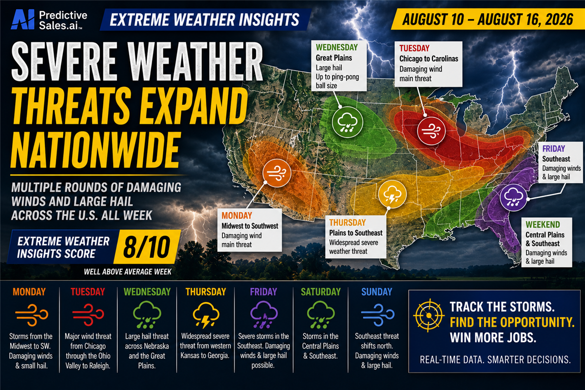 Severe Weather Activity Expands Nationwide as Extreme Weather Insights Score Jumps to 8