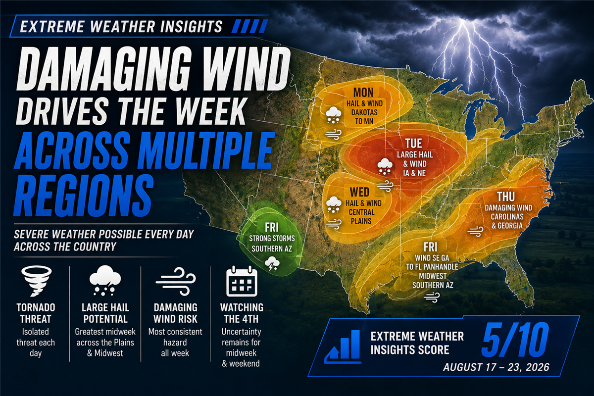 Extreme Weather Insights: Damaging Wind Remains the Story for August 17–23