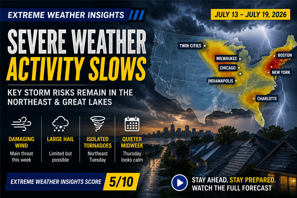 Severe Weather Activity Slows, but Key Storm Risks Remain Across the Northeast and Great Lakes