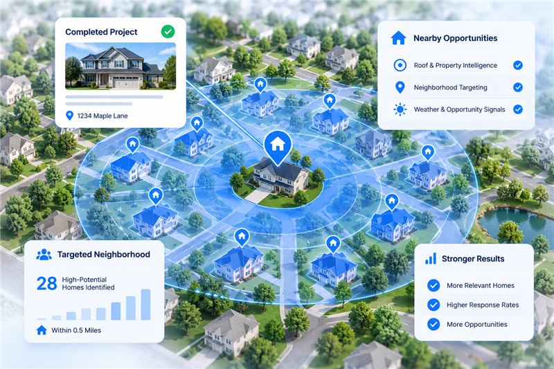 PSAI Audience Manager identifying relevant homes around a completed project