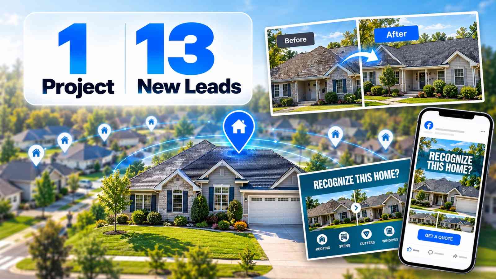 One Roofing Project. 13 New Leads.