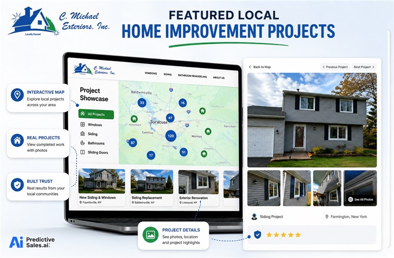 C. Michael Exteriors Project Showcase featuring local home improvement projects across Syracuse and surrounding markets