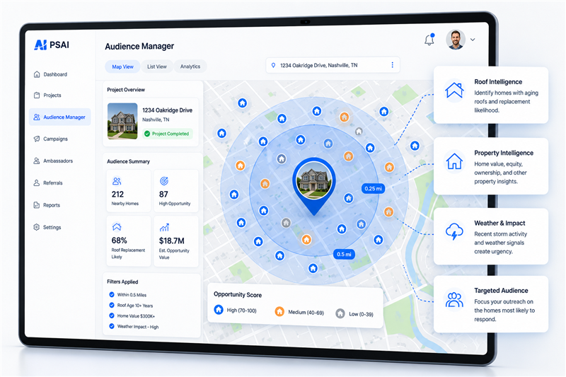 PSAI Audience Manager neighborhood opportunity targeting