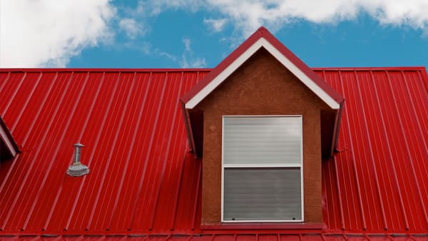 Red aluminum metal roofing