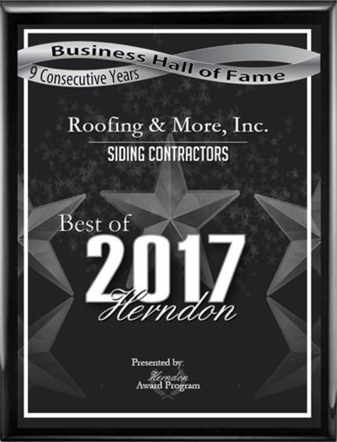 Roofing &amp; More Wins Best of Herndon Award for 9th Consecutive Year