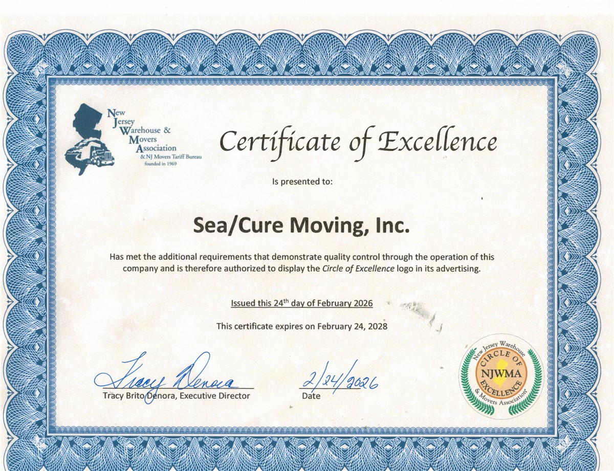 SeaCure Moving Re-Certified as a Circle of Excellence Mover for 2026