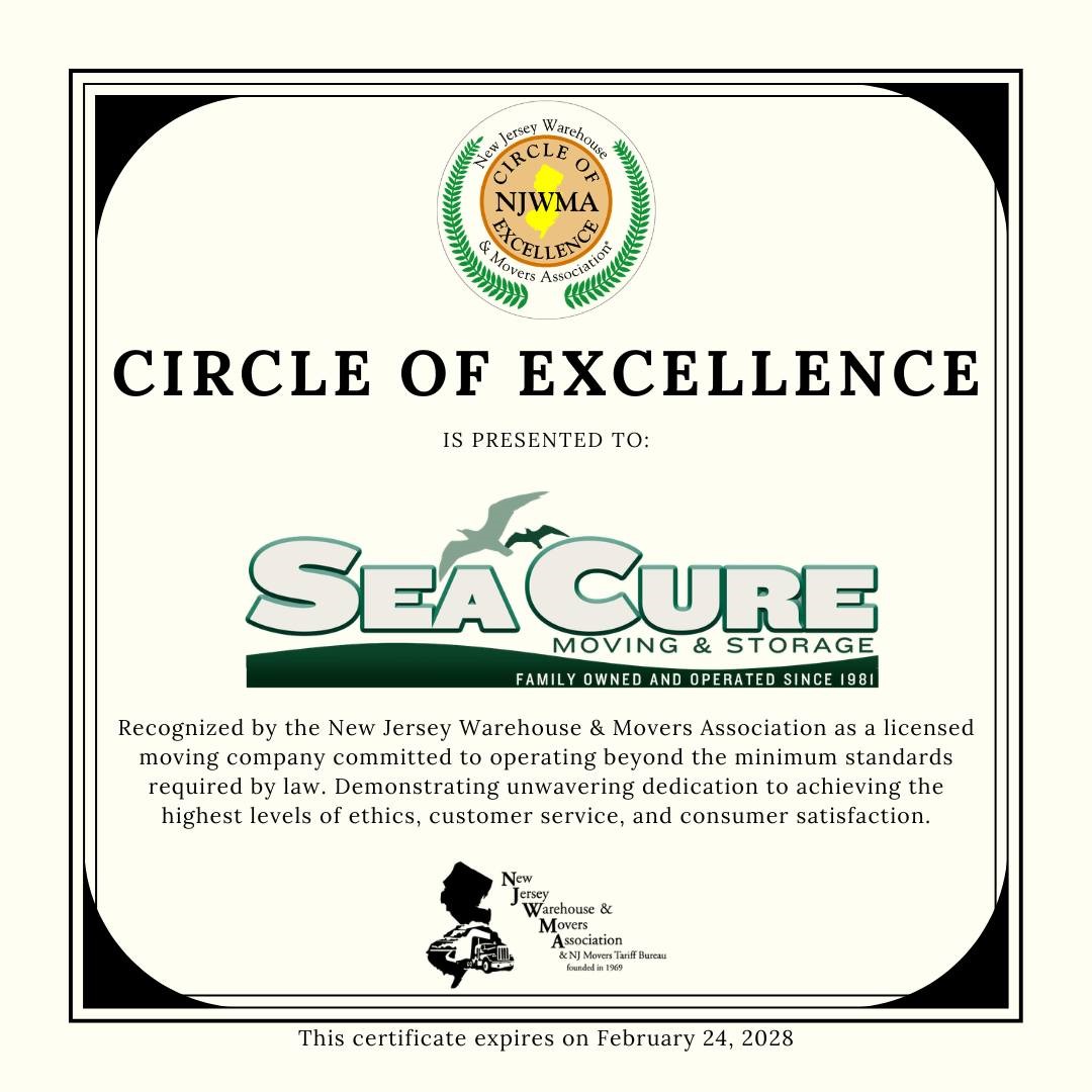 SeaCure Moving Re-Certified as a Circle of Excellence Mover for 2026