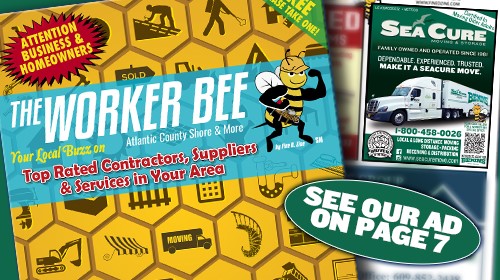 The cover of The Worker Bee publication with a highlight of Sea Cure Moving's ad