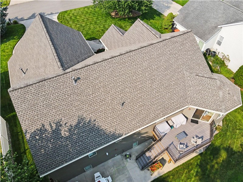 A brand new asphalt roofing system installed on a home in Zeeland, Michigan.