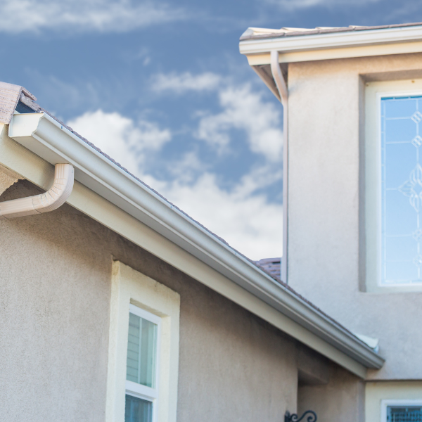 An image showing gutters on a residential building.