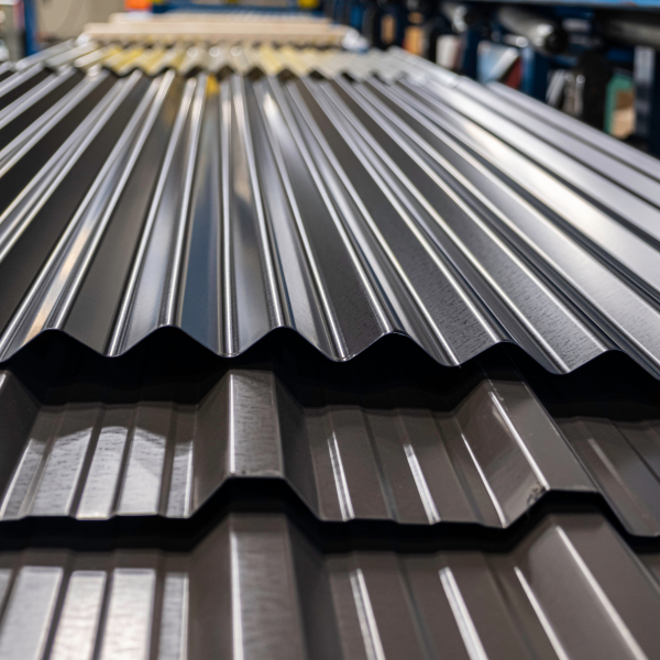 An image showing corrugated metal roofing.