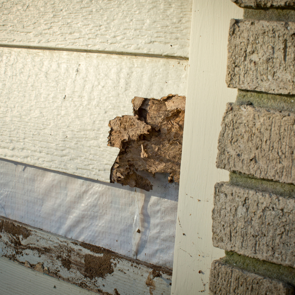 An image showing a San Antonio house with damaged siding and high energy bills.