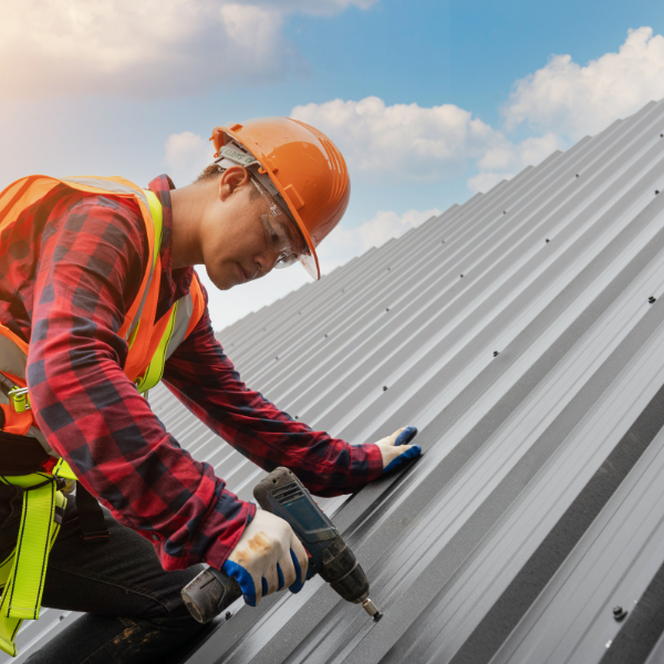 Image showing an exposed fastener metal roofing system. 