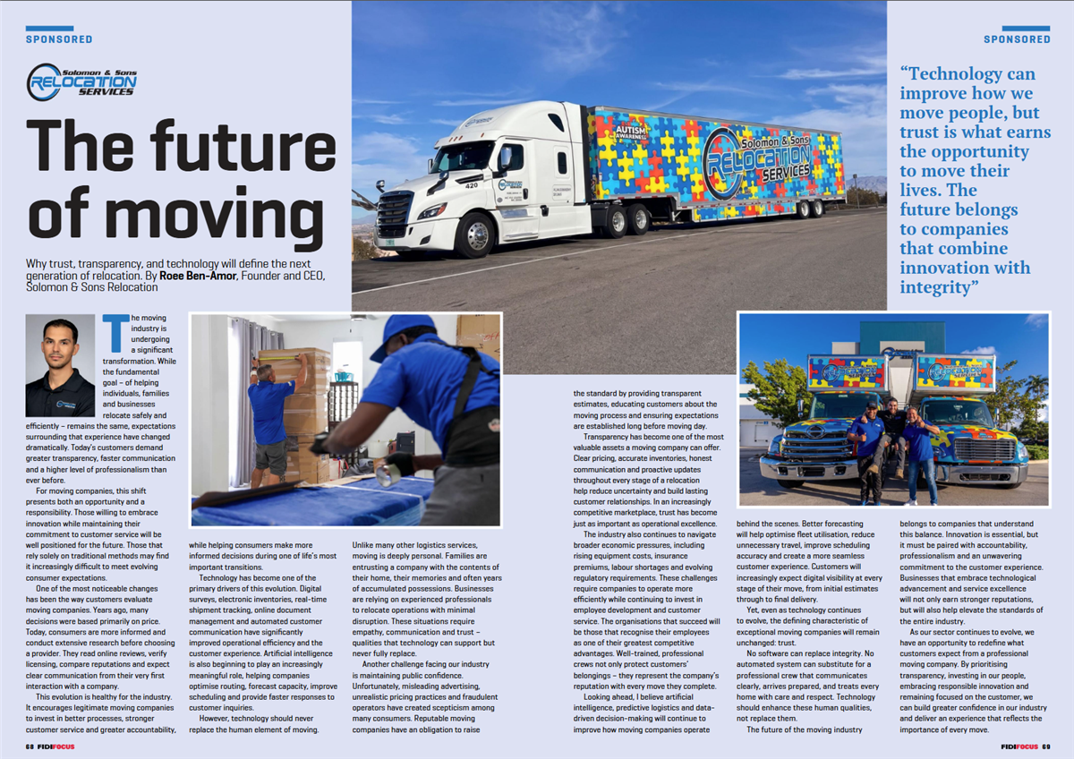 Solomon & Sons Featured in FIDI Focus: "The Future of Moving"