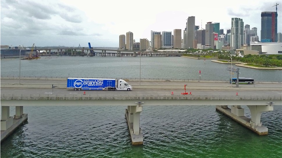 Moving truck on bridge