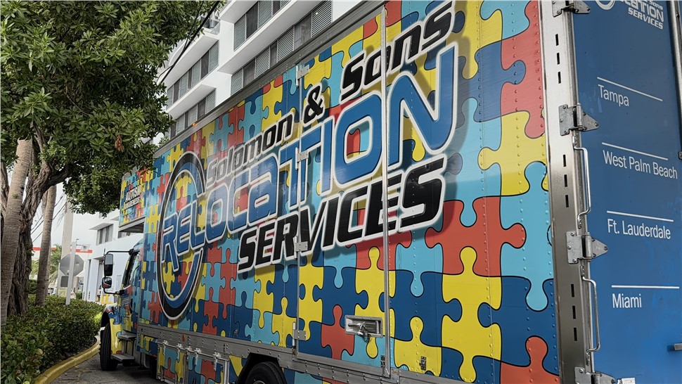 Solomon & Sons Relocation moving truck at a North Bay Village high-rise moving project