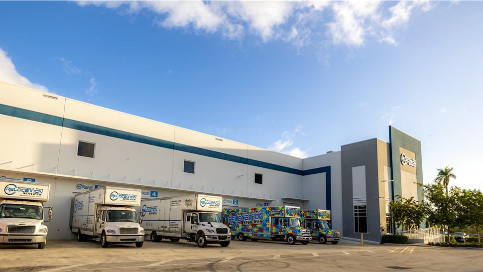 Solomon & Sons Relocation warehouse and moving trucks at the Fort Lauderdale headquarters.