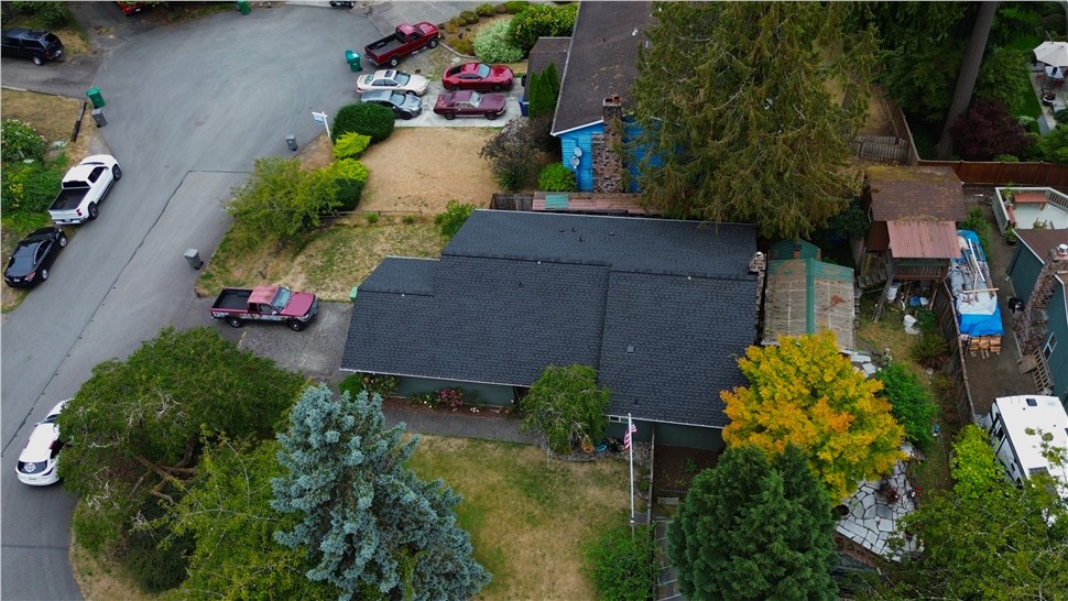 Everett WA roof replacement GAF Timberline HDZ charcoal front aerial