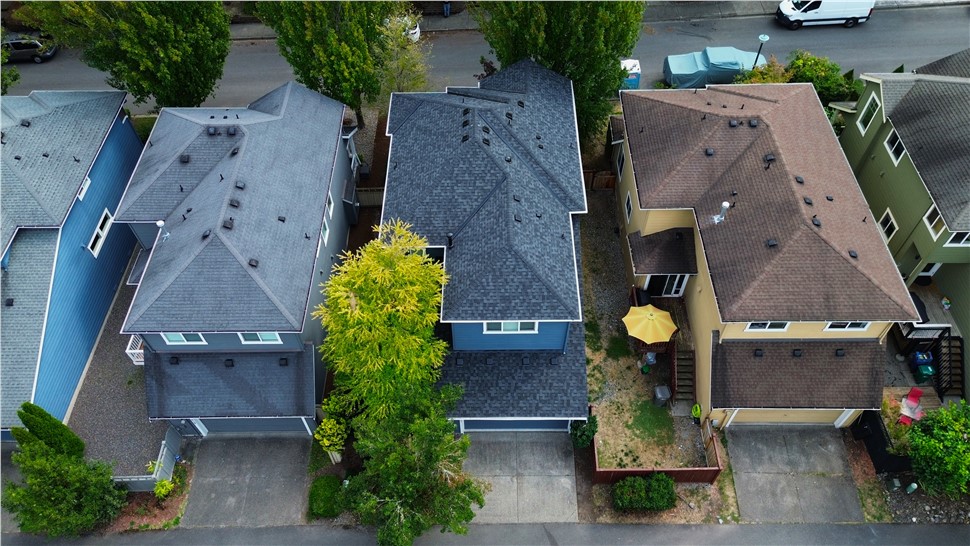 Renton WA roof replacement CertainTeed Landmark Moire Black aerial view