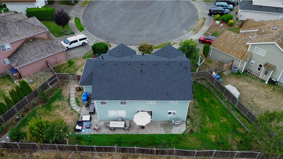 Tacoma WA roof replacement overhead view CertainTeed Presidential charcoal shingles
