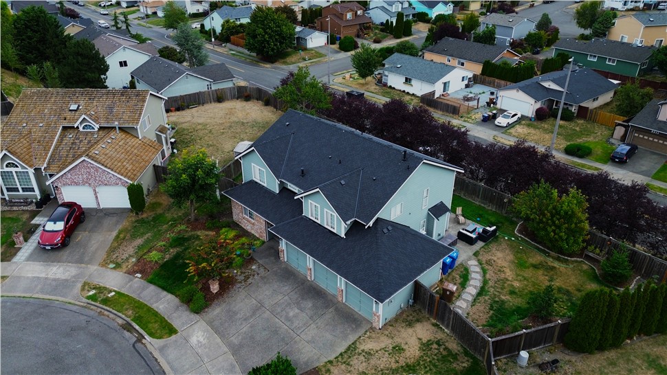 Tacoma WA roof replacement CertainTeed Presidential charcoal black front aerial