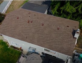 Federal Way WA roof replacement overhead view GAF HDZ barkwood shingles
