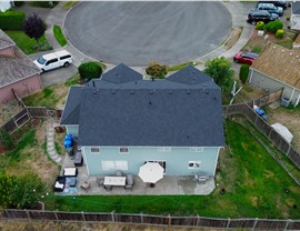 Tacoma WA roof replacement overhead view CertainTeed Presidential charcoal shingles