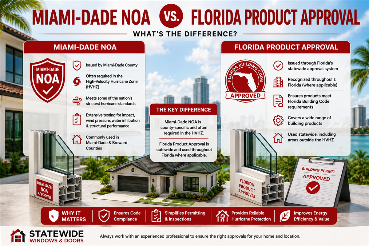 Miami-Dade NOA vs Florida Product Approval | Impact Window Guide (2026)