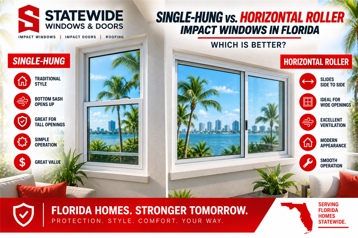 Single-Hung vs. Horizontal Roller Impact Windows in Florida: Which Is Better?