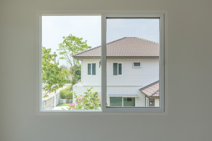 looking out of a sliding window