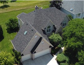 Roof installation in Aurora, Illinois; Owens Corning roof; Owens Corning Shingles "Black Sable"