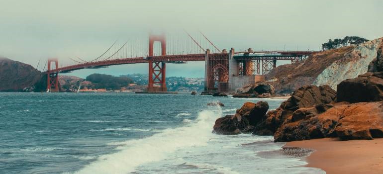 Golden Gate bridge covered in fog 