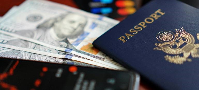 passport and money prepared for long-distance relocation
